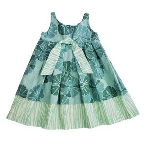 NEW Girl's Handmade Boutique Summer Blue Floral Teal Dress 4T A-Line Vntg Style